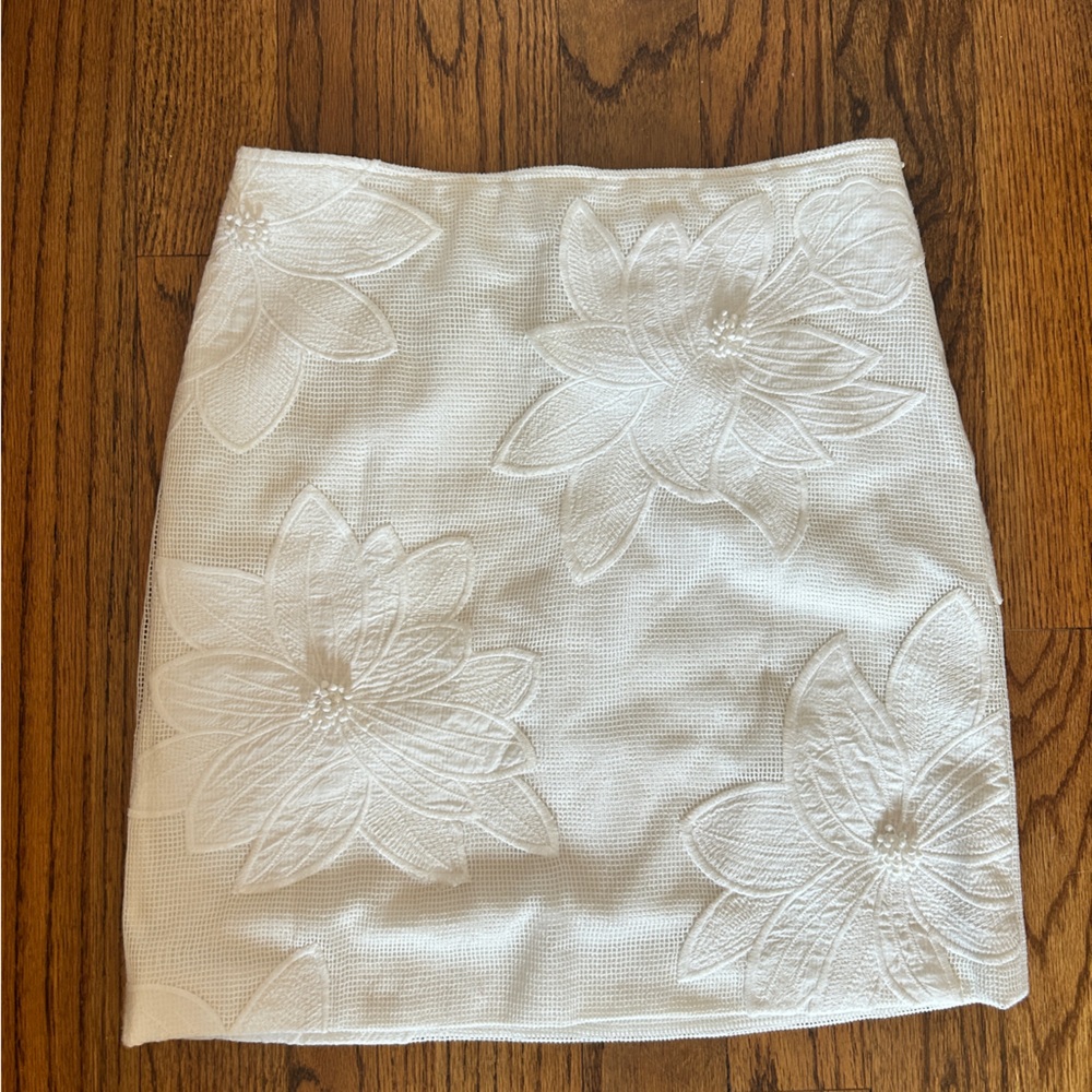 White Floral Embroidered Skirt